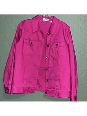 Vintage Hot Pink Jean Jacket •  Denim Jacket • cottagecore  teacher granny